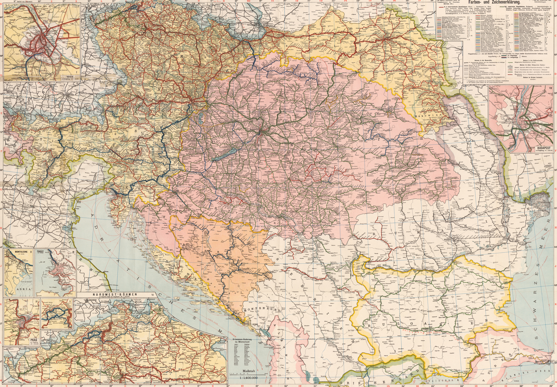 Eisenbahnkarte Österreich-Ungarn, 1918 © Karl Peucker